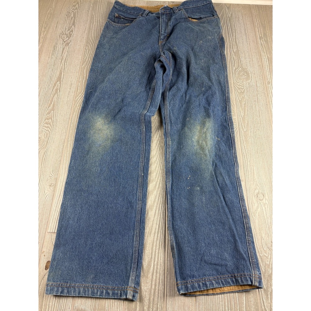 Duluth Trading Co Mens Denim Jeans Blue Relaxed Straight Leg 34x32